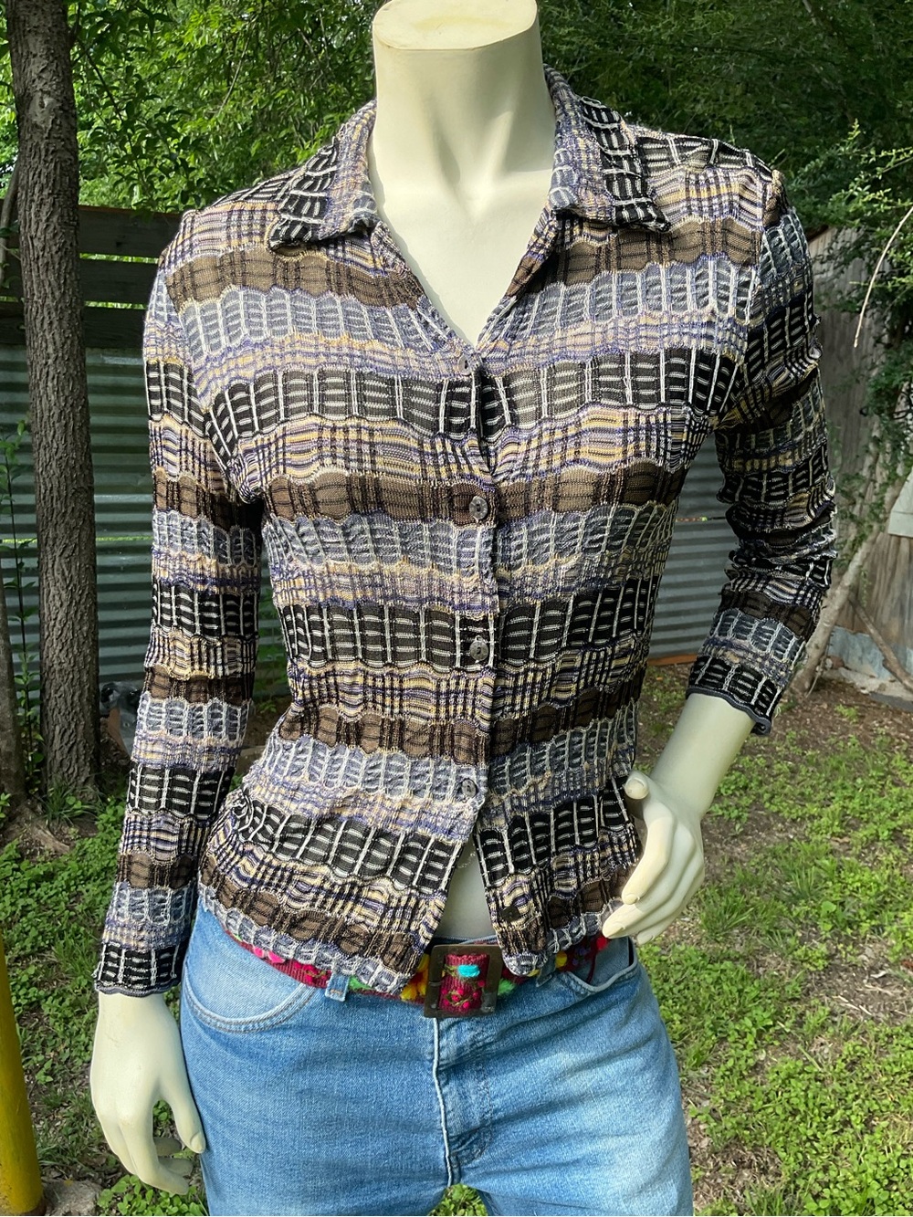 Vintage Missoni button down Knit long sleeve top Small